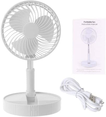 180 Degree 4 Speed Adjustable Foldable Portable Fan - White - Vorteks