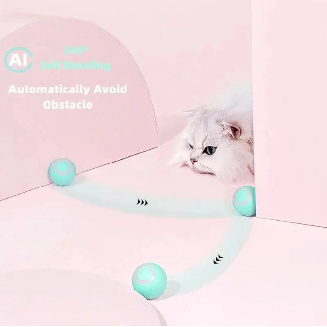 USB Charging Automatic 360 Degree Automatic Pet Rolling Ball For Puppy Cats Kitten - Blue