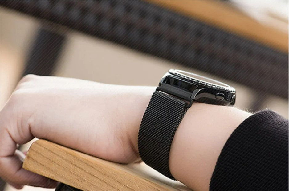 Watch Band Bracelet For Samsung Galaxy Watch 3 for Galaxy Active 2 Strap 42mm Metal Stainless Steel Magnetic 20mm Wrist Strap - Black