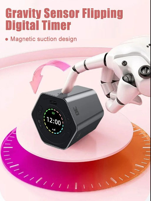 Hexagon Digital Clock Timer Magnetic Cubes Timer - Black