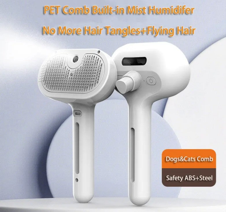 Dog/Cat Comb Self Cleaning Pets Hair Remover Brush with Comb Built-in Mist Humidifier