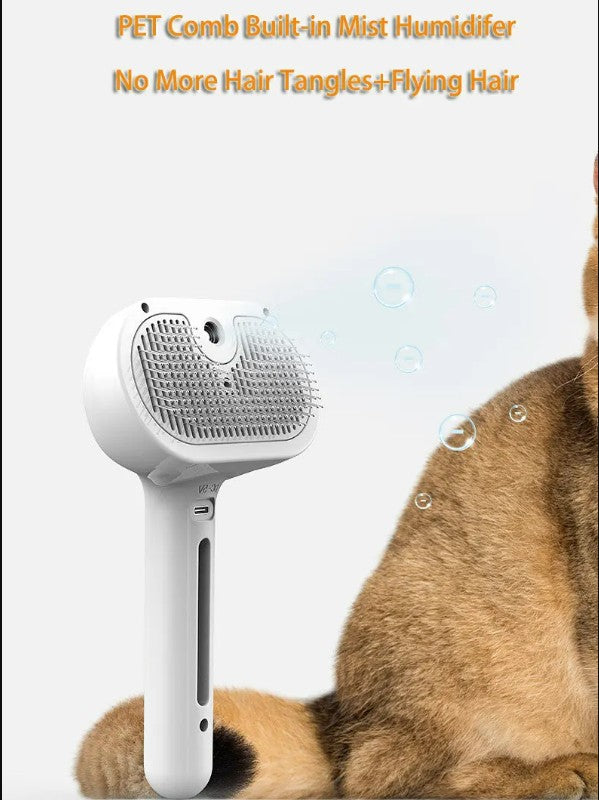 Dog/Cat Comb Self Cleaning Pets Hair Remover Brush with Comb Built-in Mist Humidifier