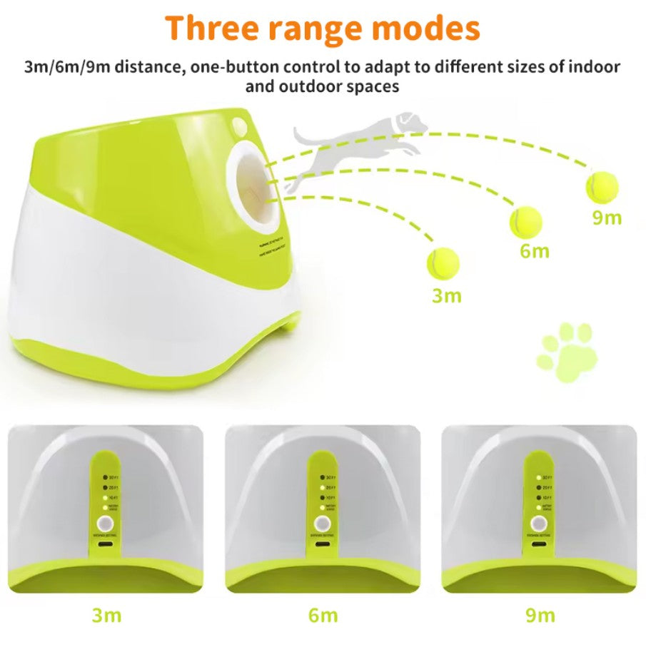 Rechargeable automatic tennis ball launcher for pets