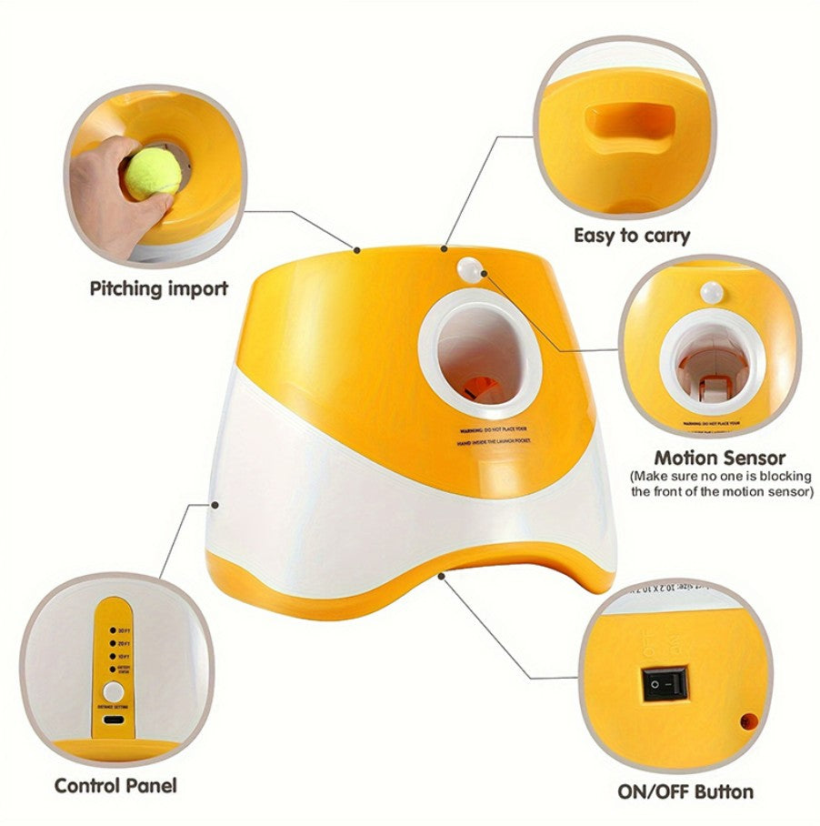 Rechargeable automatic tennis ball launcher for pets
