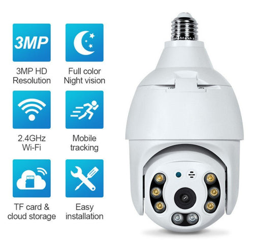3mp Tuya Smart Wide Wifi Indoor Lamp Head Surveillance Camera - Vorteks