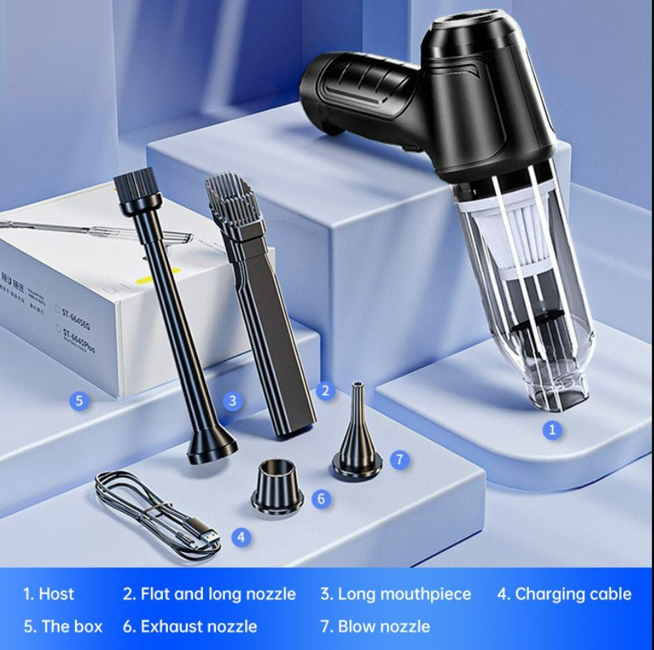 Car Mounted Mini Wireless Vacuum Cleaner for Both Dry And Wet Use, High-Power Portable High Suction - Black - Vorteks