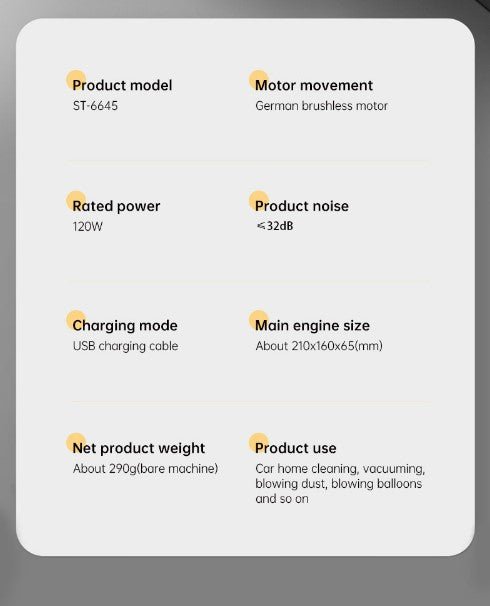 Car Mounted Mini Wireless Vacuum Cleaner for Both Dry And Wet Use, High-Power Portable High Suction - Brushless Motor - Vorteks