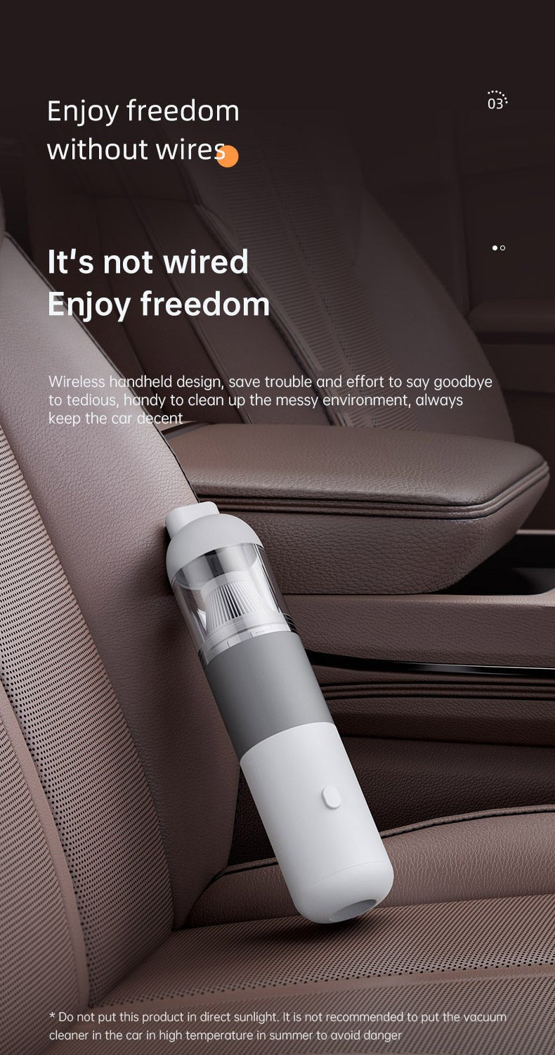 New Handheld Household Car Vacuum Cleaner Small Mini 2-in-1 Portable Wireless High Power Vacuum Cleaner - White - Vorteks