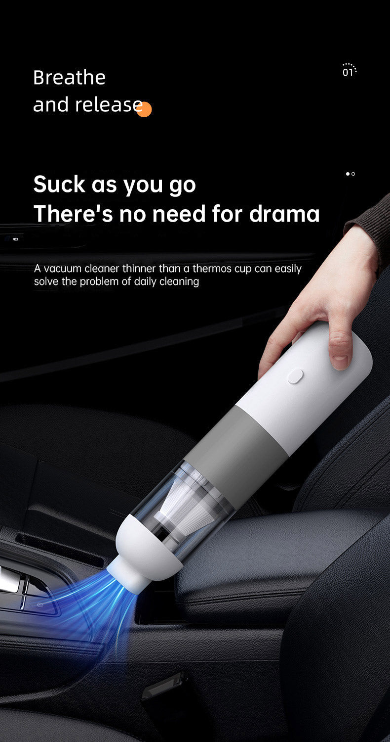 New Handheld Household Car Vacuum Cleaner Small Mini 2-in-1 Portable Wireless High Power Vacuum Cleaner - White - Vorteks
