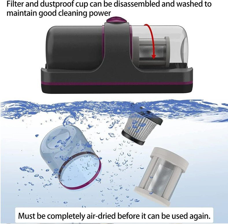 Ultraviolet Mite Removal Instrument Vacuum Cleaner Cordless Handheld Vacuum For Mattress Sofa Bed Home Detachable Filter - Vorteks